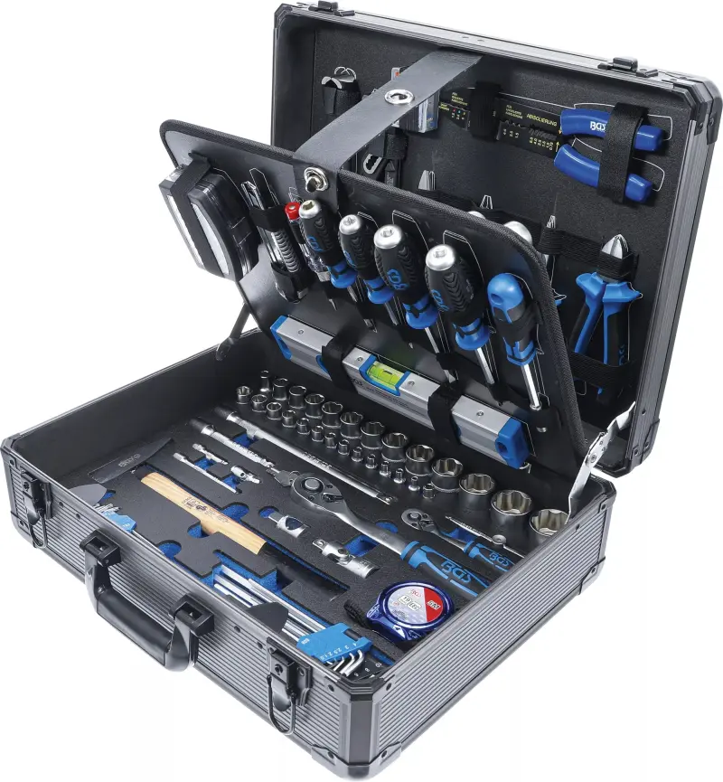 Profesionální sada nářadí, 2 ráčny 1/4 a 1/2", 4 ÷ 32 mm v hliníkovém kufru (149 dílná). BGS 1550 (BGS1015501)