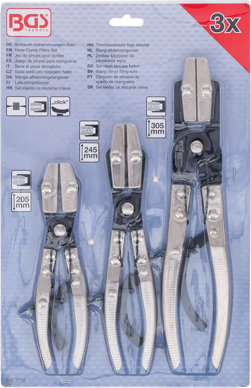 Kleště pro uzavření hadic BGS101718, kovové. Sada 3 díly (BGS101718)