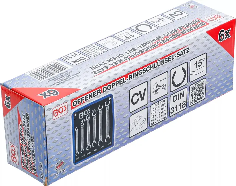 klíče na převlečné matice 8x9 - 18x19 mm, 6 dílů (BGS101745)