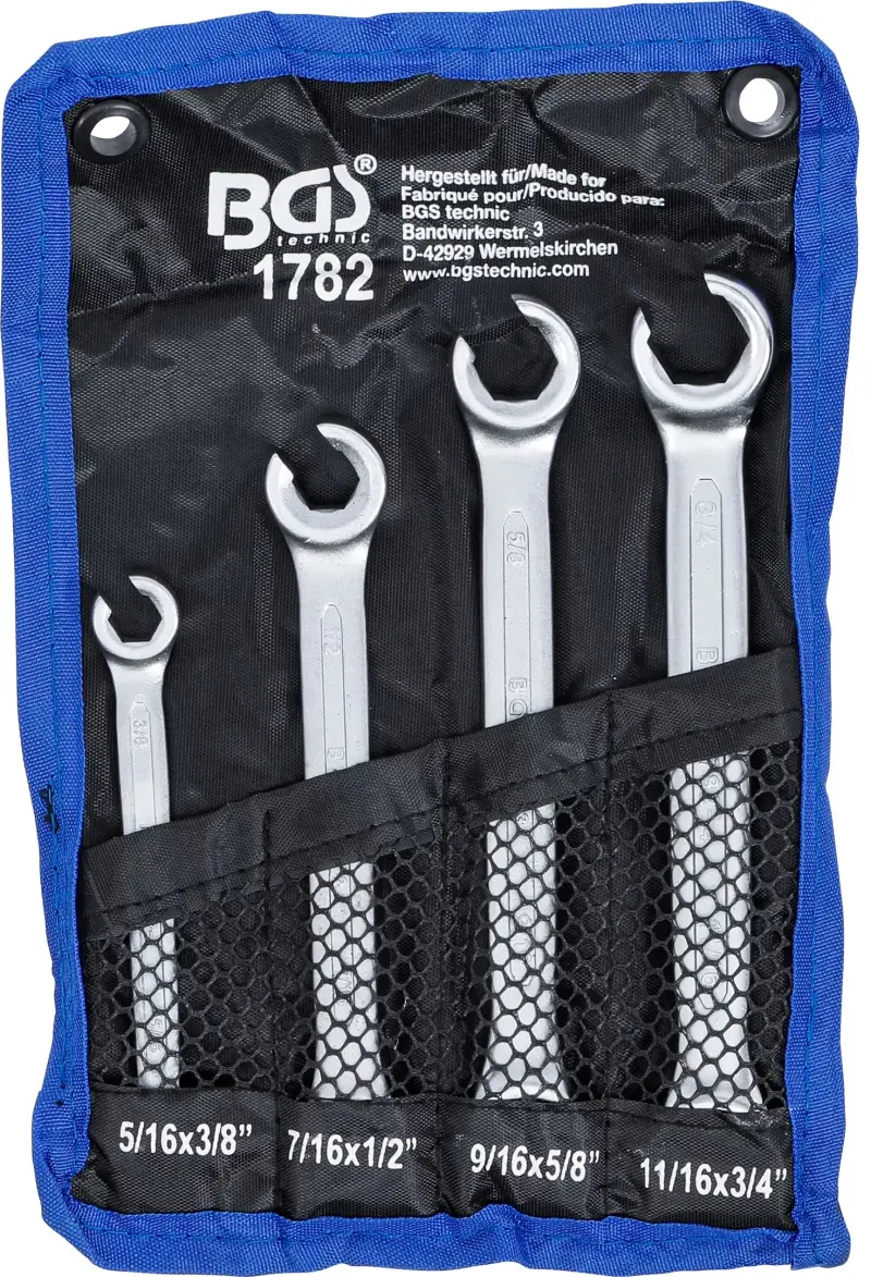 Otevřené očkové klíče 5/16" ÷ 3/4" BGS101782 palcové, na převlečné matice. Sada 4 dílů (BGS101782)