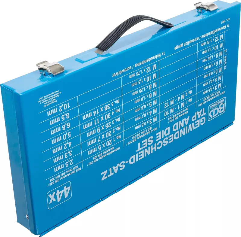 Závitníky a závitová očka M3 ÷ M12 BGS101927, HSS-G. Sada 44 dílů (BGS101927)