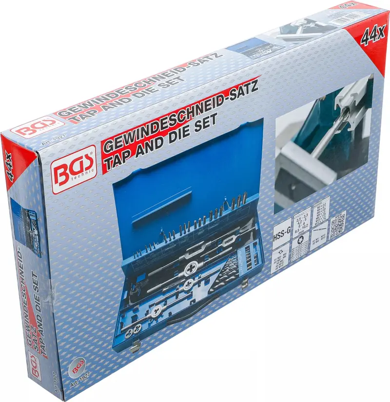 Závitníky a závitová očka M3 ÷ M12 BGS101927, HSS-G. Sada 44 dílů (BGS101927)