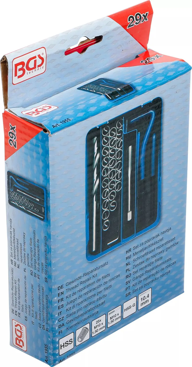 Sada pro opravu závitů M10 x 1,5 mm BGS101955 (29 dílů) (BGS101955)