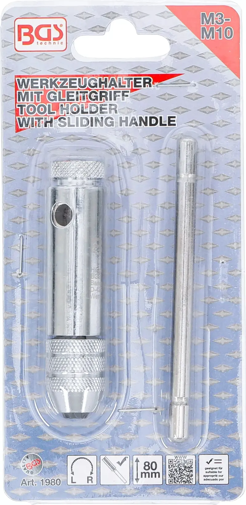 Přepínací ráčna na ruční závitníky M3 ÷ M10 BGS101980, délka 80 mm (BGS101980)