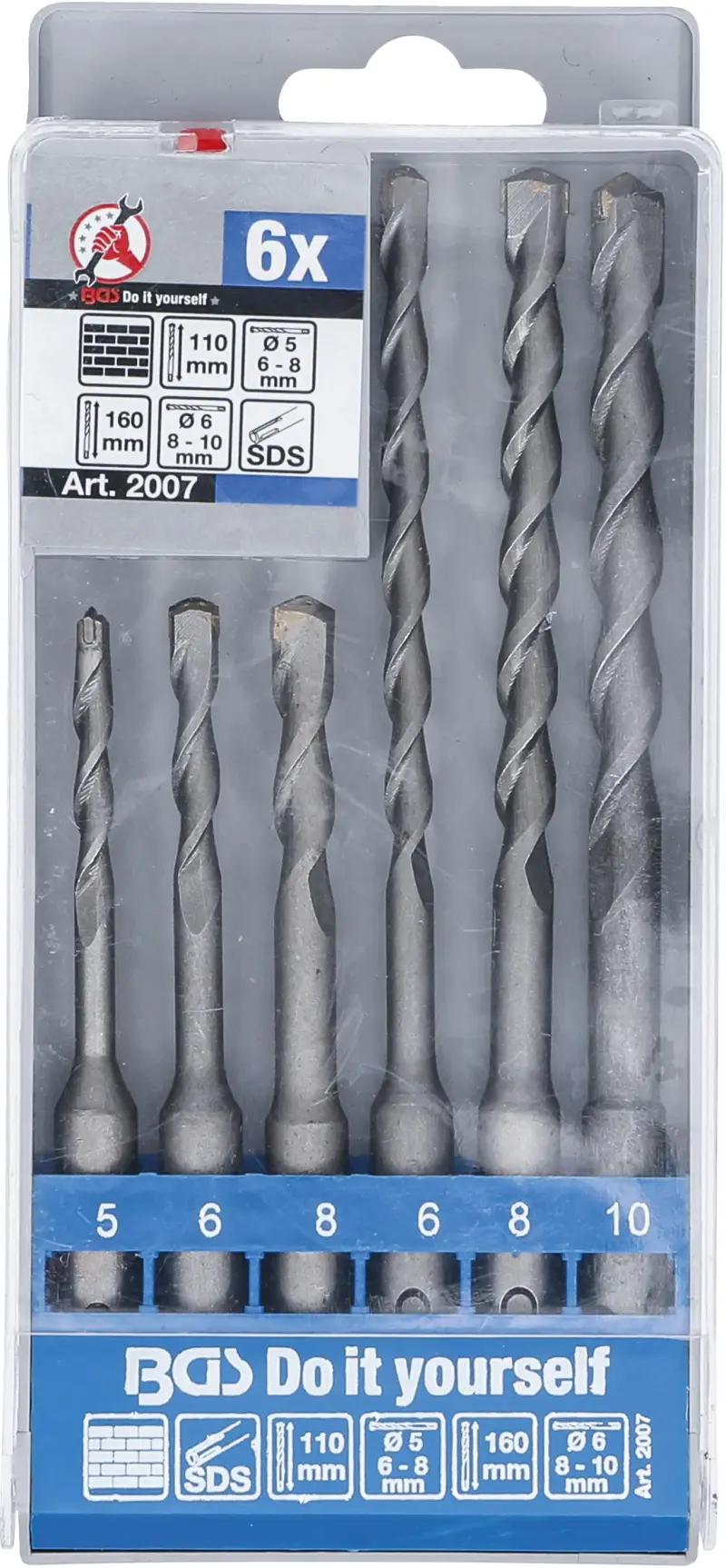 Vrtáky do zdiva Kraftmann 5 ÷ 10 mm BGS102007 (SDS plus). Sada 6 ks v kazetě (BGS102007)