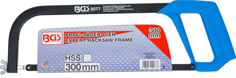 Profesionální ruční oblouková pila BGS102077 ze stabilní čtyřhranné trubky 300 mm Včetně pilového listu HSS (2 ks) (BGS102077)