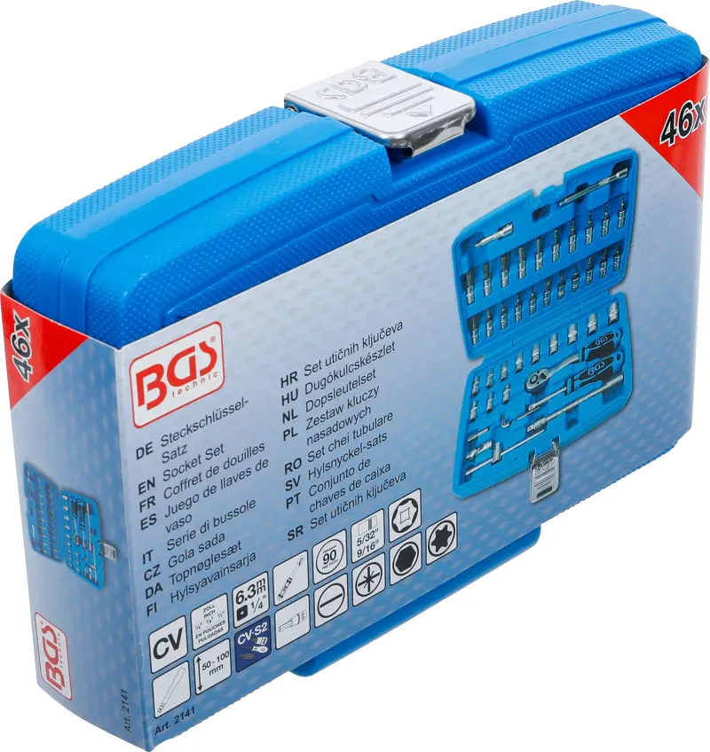 Gola sada 1/4" (palcová 5/32 ÷ 9/16") - německý výrobce BGS 46 dílů. BGS 2141 (BGS102141)