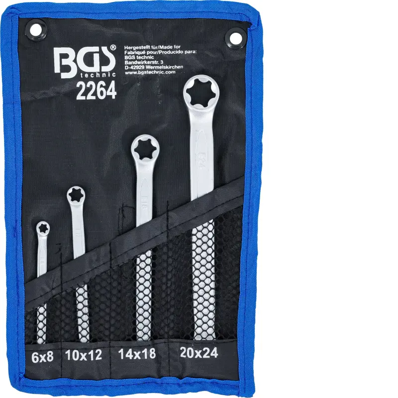 Oboustranné očkové klíče (E-profil) E6 ÷ E24 BGS102264 (4 díly v tašce) (BGS102264)