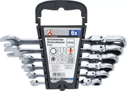 Očkoploché ráčnové klíče Kraftmann 8 ÷ 19 mm BGS1030004, kloubové (Sada 6 dílů) (BGS1030004)