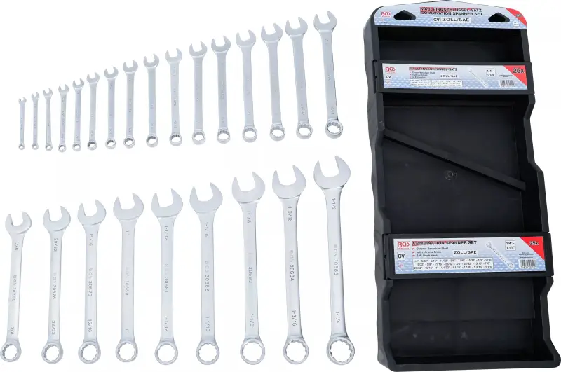 Očkoploché klíče 1/4" ÷ 1 1/4" BGS1030101 palcové. Sada 25 dílů v plast. boxu (BGS1030101)