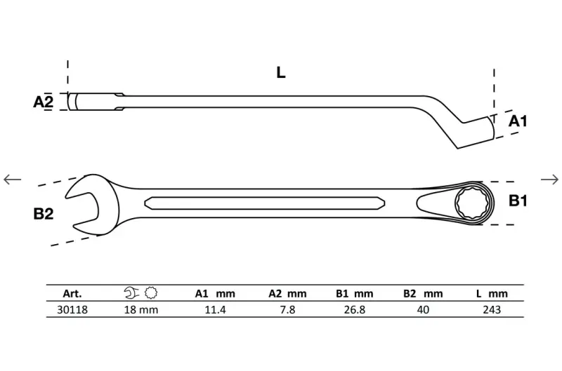 Očkoplochý klíč 18 mm vyhnutý BGS1030118 (BGS1030118)