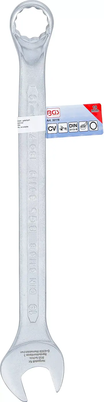 Očkoplochý klíč 19 mm vyhnutý BGS1030119 (BGS1030119)