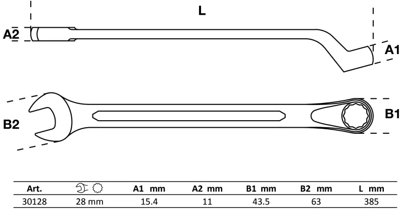 Očkoplochý klíč 28 mm vyhnutý BGS1030128 (BGS1030128)