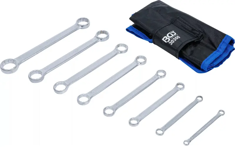 Oboustranné očkové klíče 8 ÷ 22 mm BGS1030300, extra ploché. Sada 8 dílů v tašce (BGS1030300)