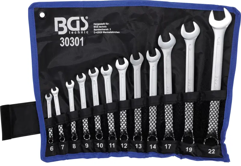 Očkoploché klíče 6 ÷ 22 mm BGS1030301, DIN 3113B. Sada 12 dílů v tašce (BGS1030301)