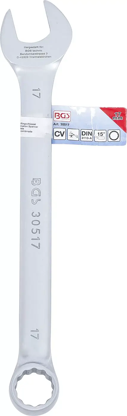 Očkoplochý klíč 17 mm BGS1030517, DIN 3113A, matný chrom (BGS1030517)