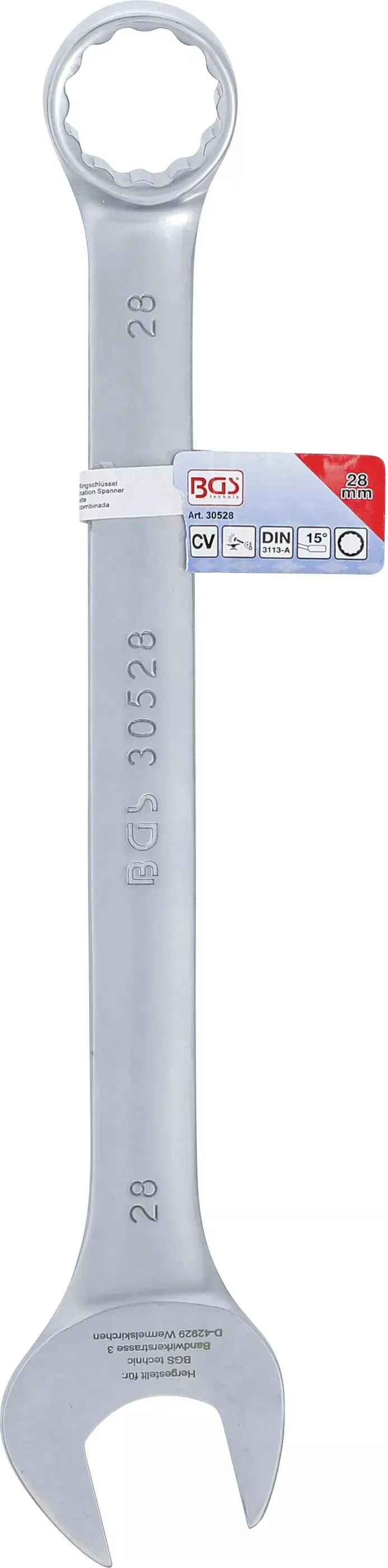 Očkoplochý klíč 28 mm BGS1030528, DIN 3113A, matný chrom (BGS1030528)