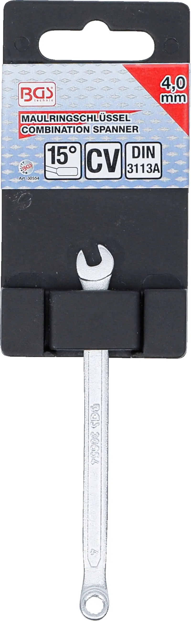 Očkoplochý klíč 4 mm BGS1030554, DIN 3113A matný chrom (BGS1030554)