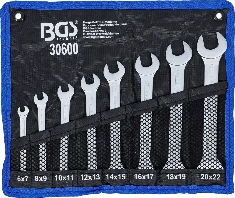 Oboustranné klíče 6 - 22 mm BGS 30600. Sada 8 dílů v tašce (BGS1030600)