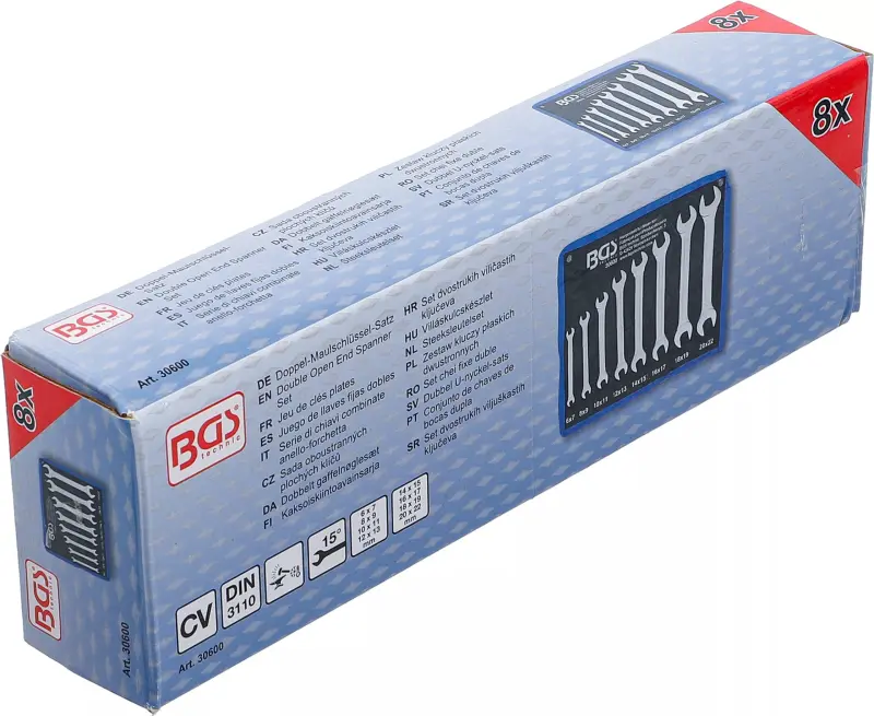 Oboustranné klíče 6 - 22 mm BGS 30600. Sada 8 dílů v tašce (BGS1030600)