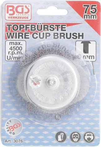 Hrncový drátěný kotouč pr. 75mm BGS103076  Upnutí - čep 6 mm (BGS103076)