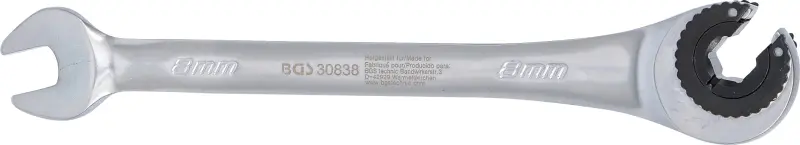 Otevřený očkoplochý klíč 8 mm s ráčnou BGS1030838 pro převlečné matice (BGS1030838)