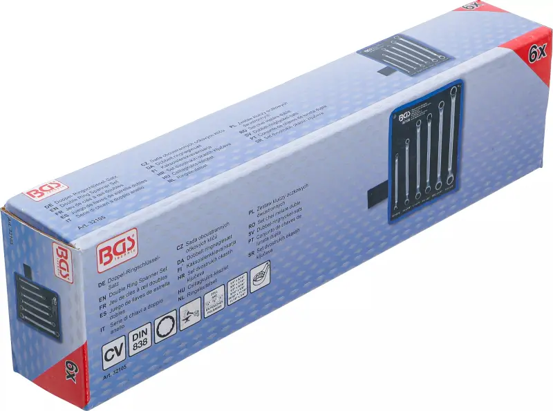 Oboustranné očkové klíče 1/4 ÷ 7/8" BGS1032105 palcové, vyhnnuté. Sada 6 dílů v tašce (BGS1032105)