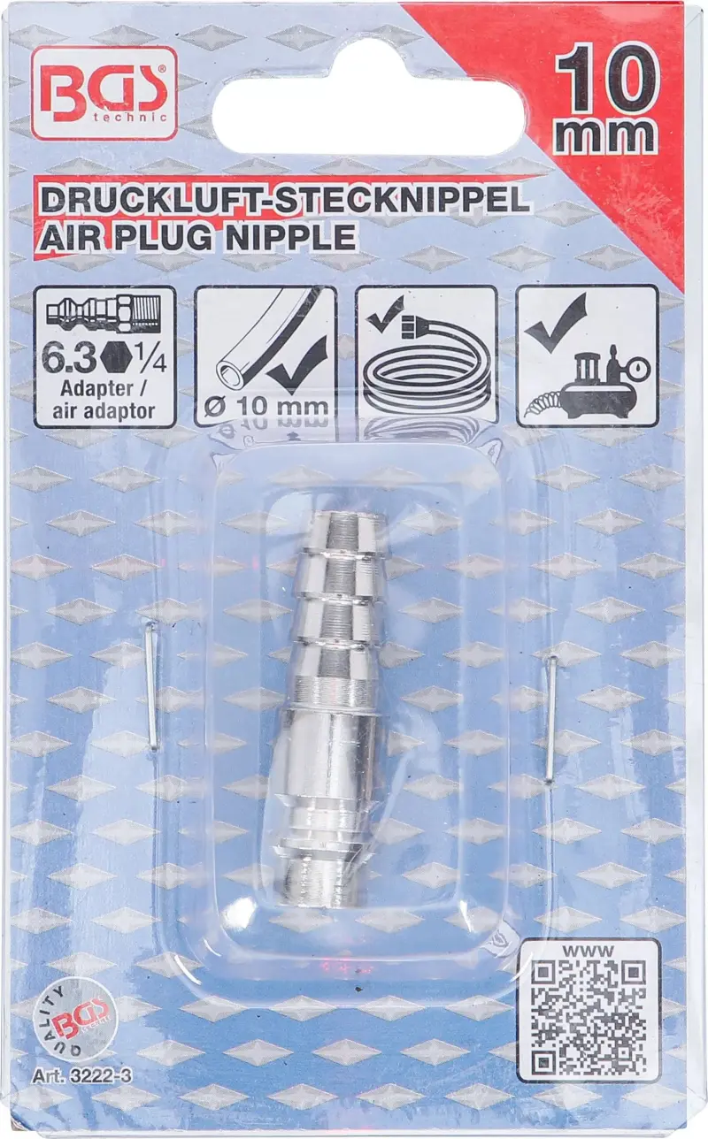 Adaptér pro pneumatické nářadí BGS103222-3 s přípojkou 10 mm hadice (BGS103222-3)