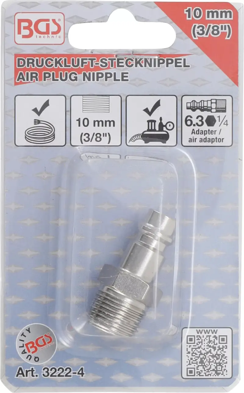 Adaptér - vsuvka pro pneumatické nářadí 10 x 3/8" BGS103222-4 (BGS103222-4)