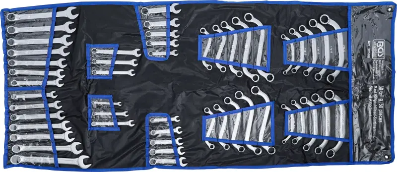 Očkové a očkoploché klíče BGS1030500, metrické a palcové. Sada 50 dílů v tašce (BGS1032500)