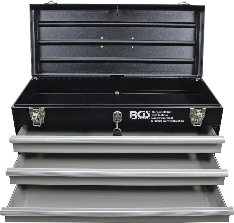 Prázdný kovový kufr na nářadí BGS103312. 3 zásuvky (BGS103312)