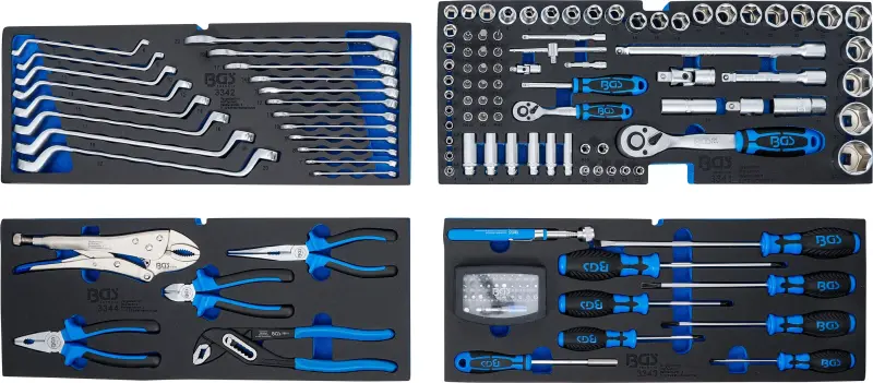 Kovový kufr na nářadí BGS103318. 3 zásuvky a 143 ks nářadí (BGS103318)