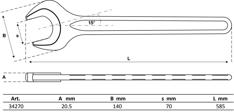 Jednostranný klíč 70 mm BGS1034270 dle DIN 894 (BGS1034270)