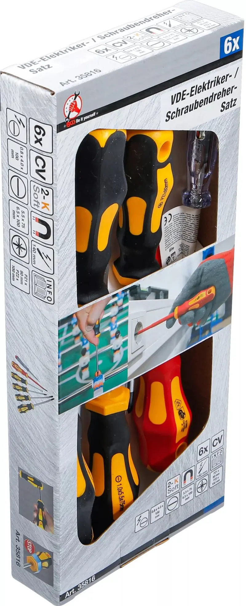 Elektrikářské šroubováky Kraftmann ploché/křížové BGS1035816 VDE. Sada 6 dílů (BGS1035816)