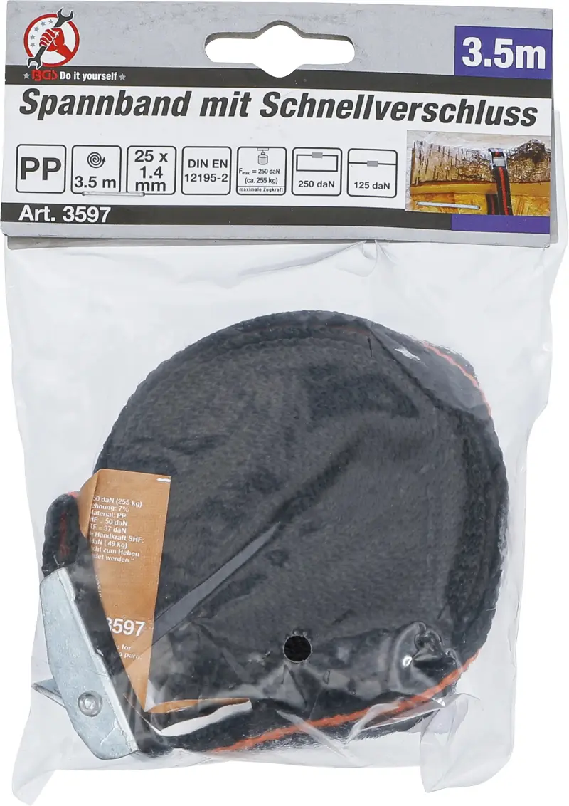 BGS 3597 Rychloupínací pás Kraftmann 25 mm x 3,5 m Nosnost 120 kg (BGS103597)