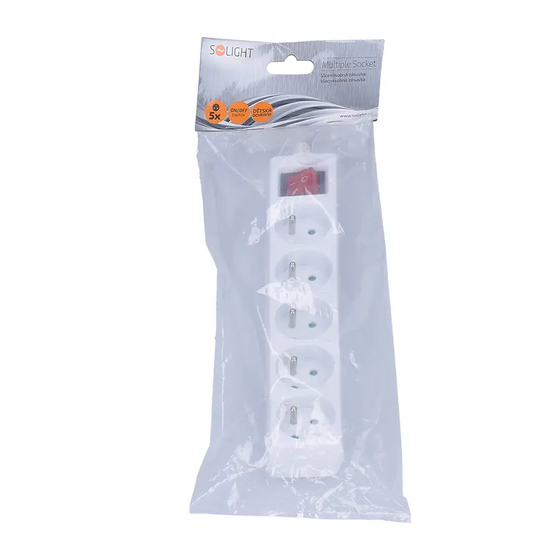 Vícenásobná zásuvka Solight PZ16, 5 zásuvek, vypínač (SOLIPZ16)