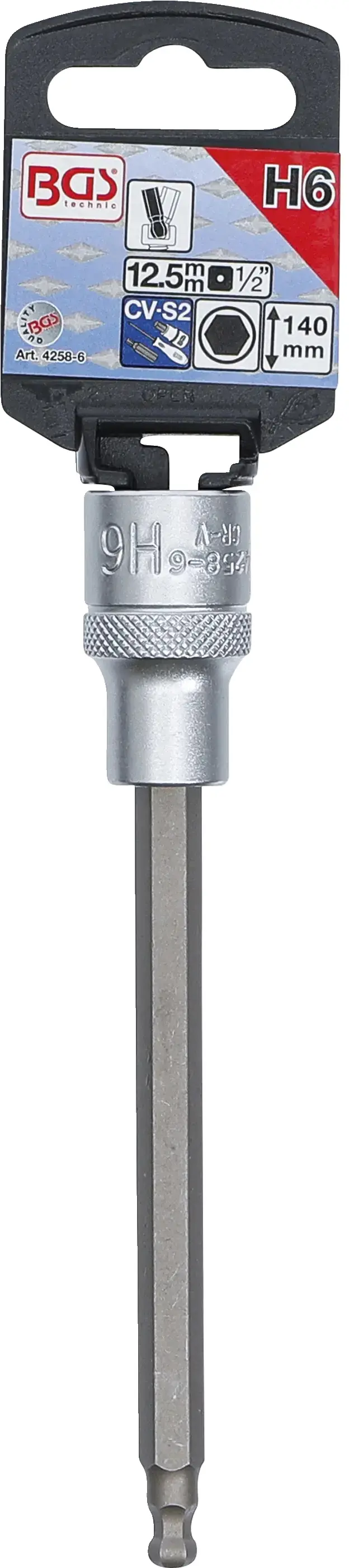 zástrčná hlavice 1/2" šestihran 6 mm s kulovou hlavou. BGS 4258 (BGS104258-6)