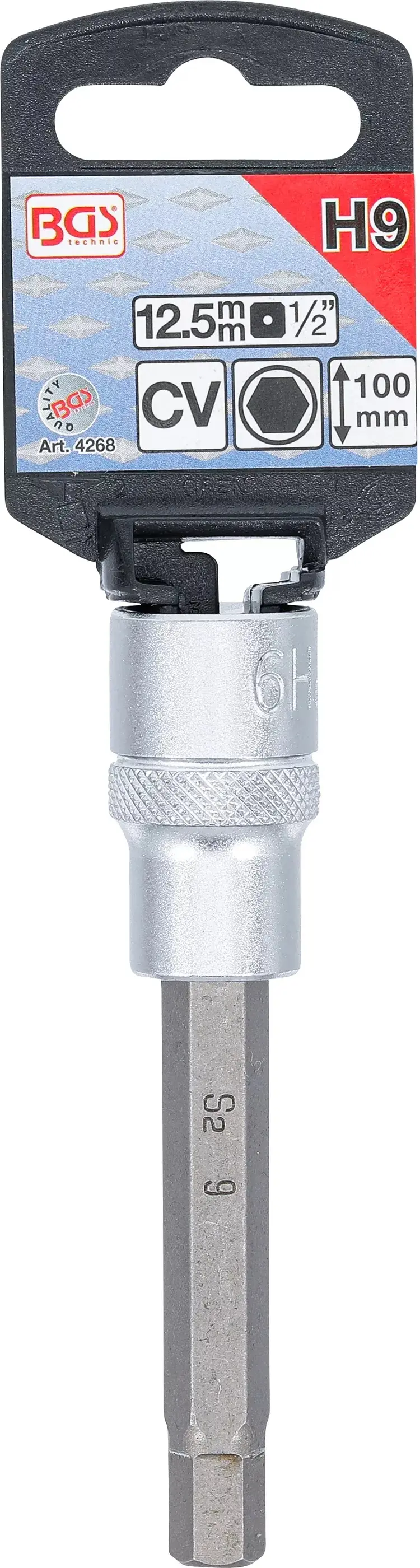 Zástrčná hlavice 1/2" šestihran 9 x 100 mm. BGS 4268 (BGS104268)