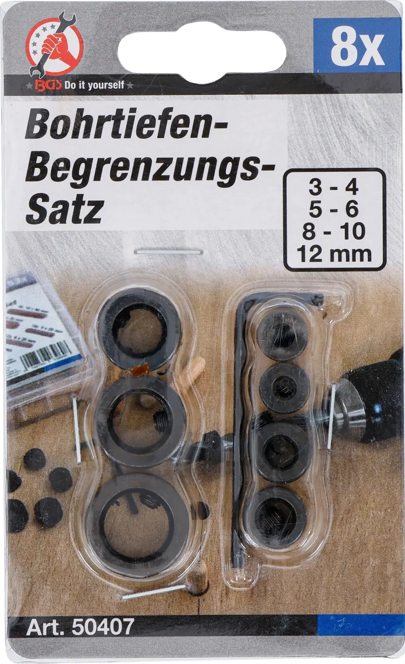 Omezovače hloubky vrtání BGS 50407 - 8 dílů (BGS1050407)