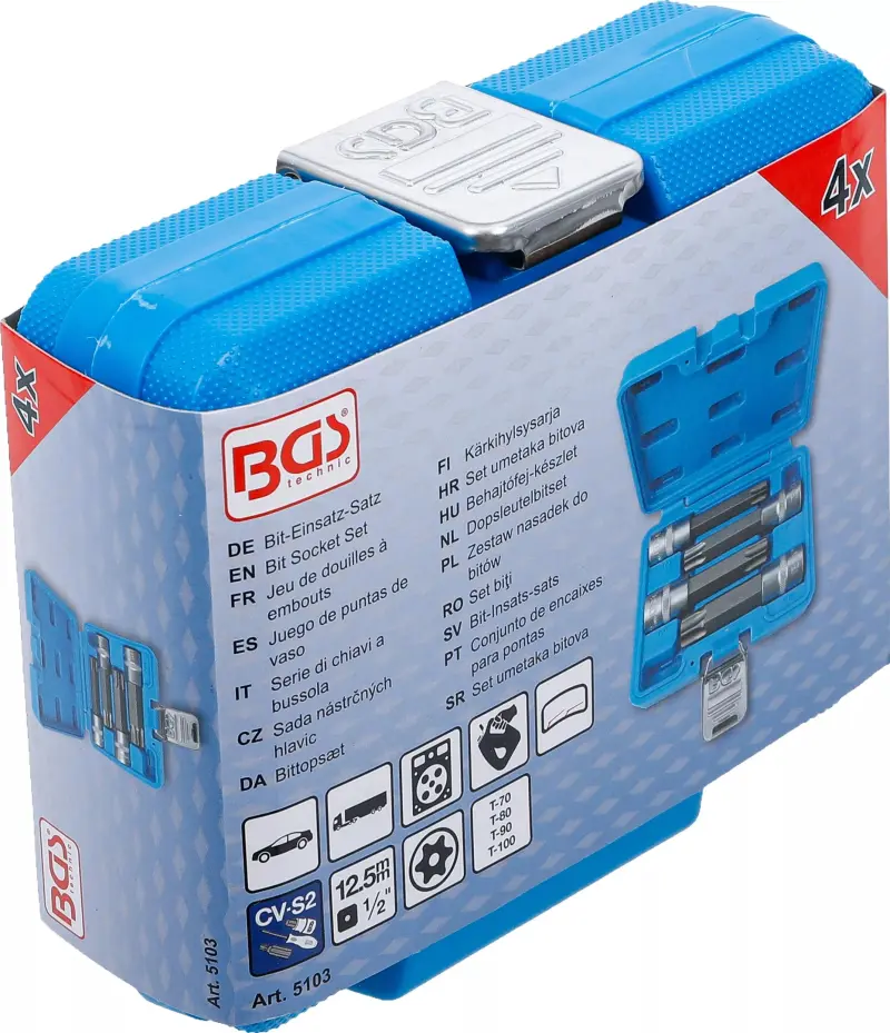 Zástrčné hlavice 1/2" pro T70 ÷ T100 (Sada 4 díly). BGS 5103 (BGS105103)