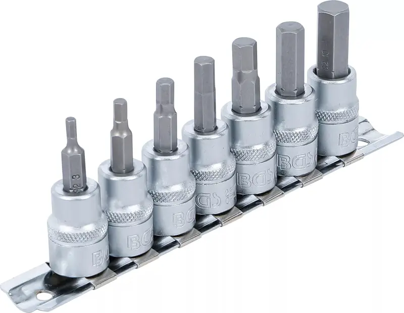 Zástrčné hlavice 3/8“ 6hranné 3 ÷ 10 mm BGS105107 Sada 7 dílů na kolejnici (BGS105107)