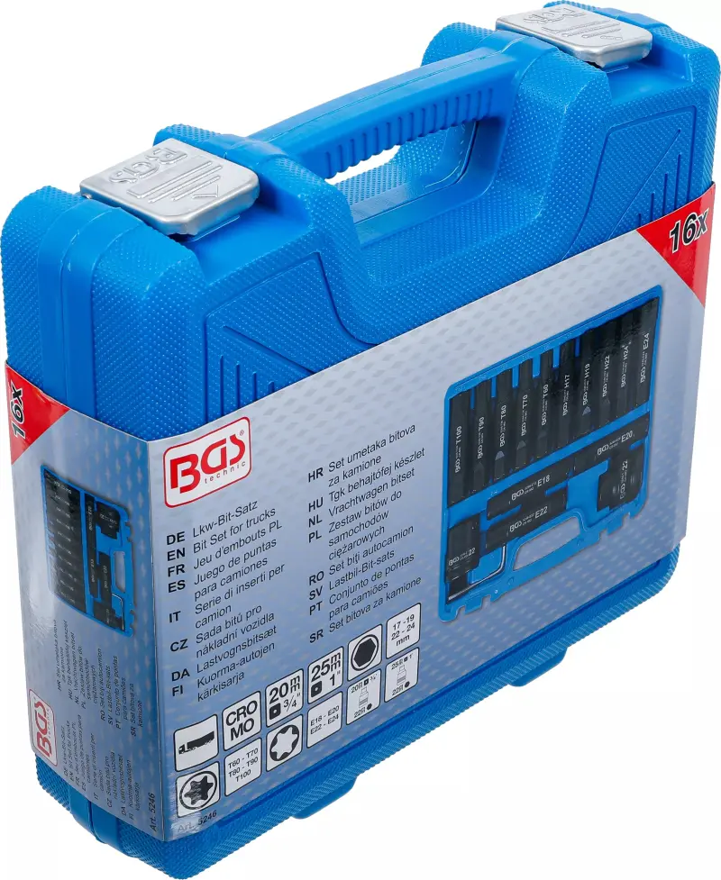 Bity šestihran 22 mm pro Torx, E-profil, Inbus BGS105246, úderové. Sada 16 dílů (BGS105246)