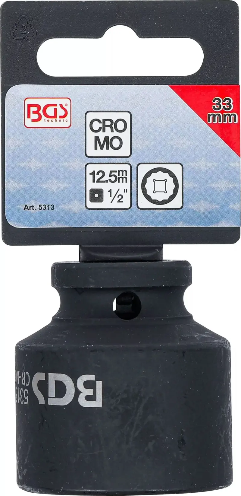 Nástrčná hlavice 1/2" 33 mm BG105313, 12hranná, rázová (BGS105313)