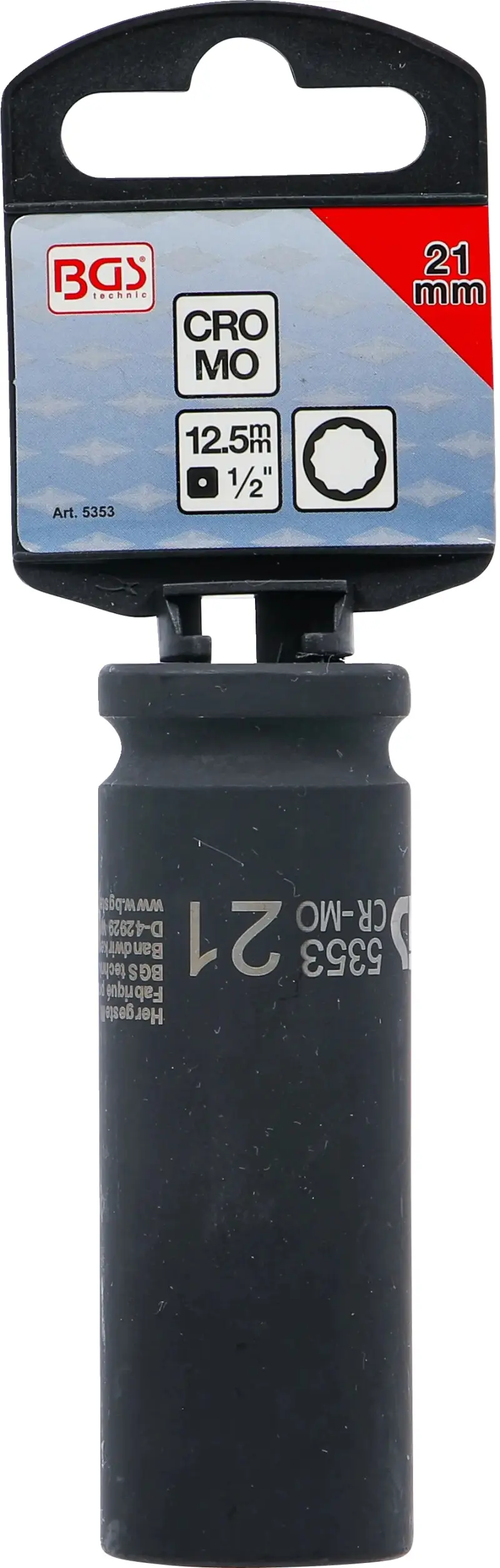 Nástrčná hlavice 1/2" 21 mm BGS105353, prodloužená, tvrzená, 12hranná (BGS105353)