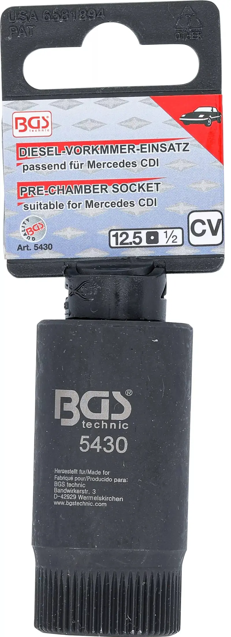 Zástrčná hlavice 1/2" pro demontáž předkomor injektorů BGS105430 Pro vozy Mercedes-Benz CDI (BGS105430)