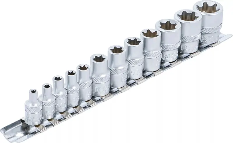 Sada nástrčných hlavic E-profil 6,3 mm (1/4") / 10 mm (3/8"), E4 - E20 (12 dílná) BGS102038 (BGS102038)