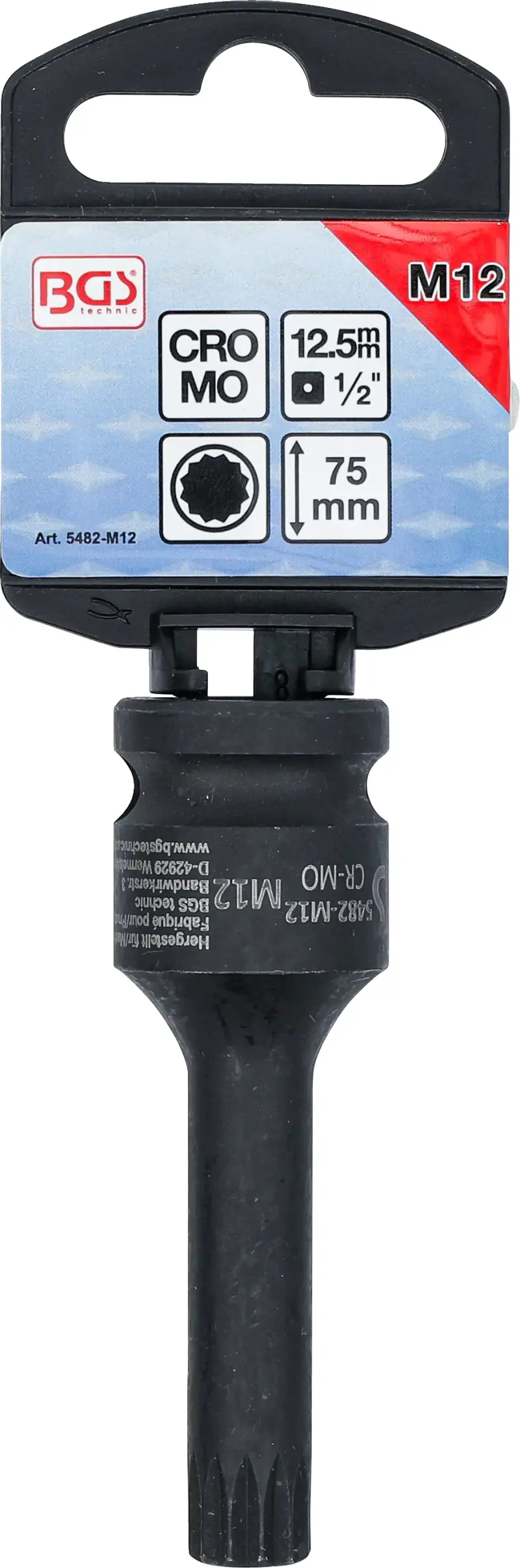 Zástrčná hlavice 1/2" pro XZN M12 x 75 mm BGS105482-M12 - úderová (CrMo) (BGS105482-M12)