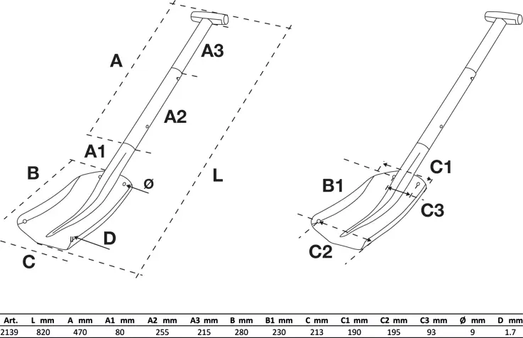 Hliníková lopata na sníh s násuvnou násadou s rychlouzávěrem BGS102139 (BGS102139)