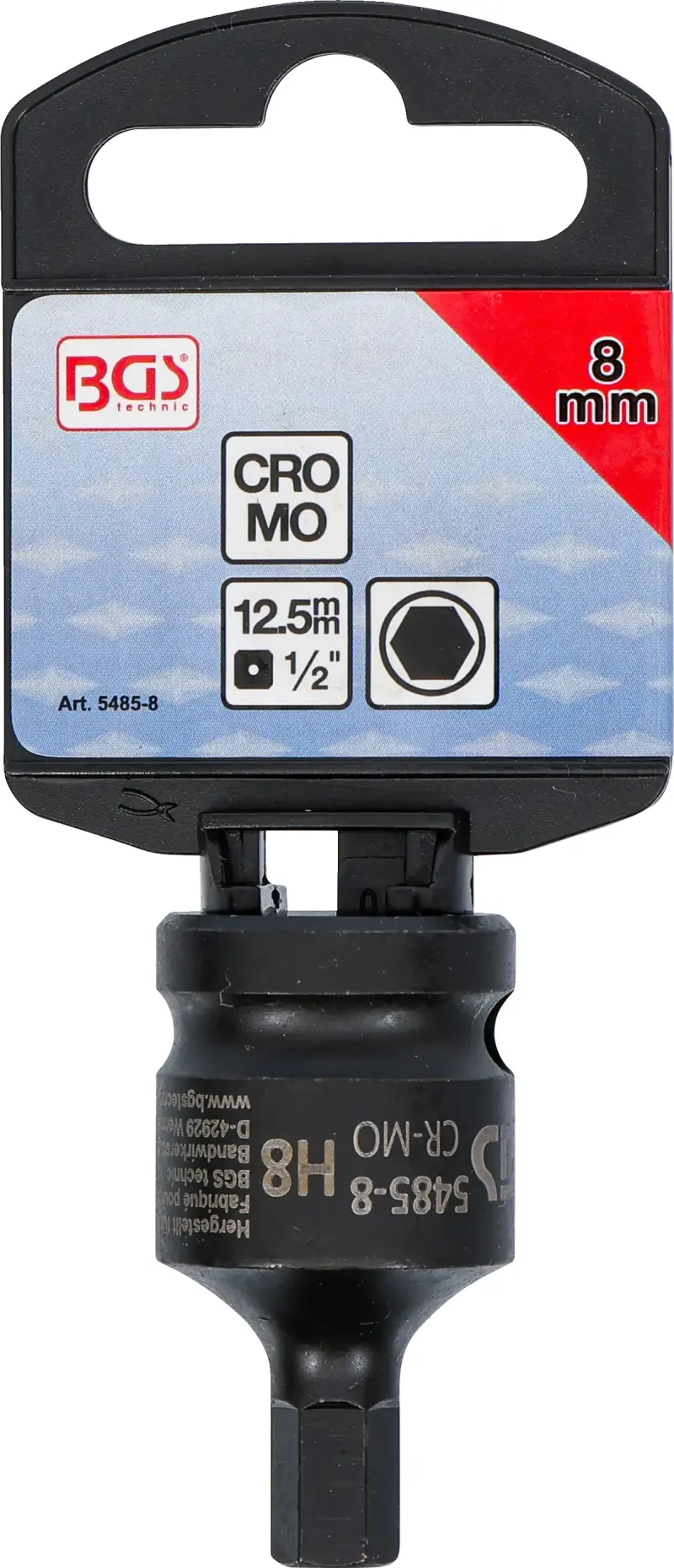 Silová zástrčná hlavice 12,5 mm (1/2") šestihran 8 mm (BGS105485-8)