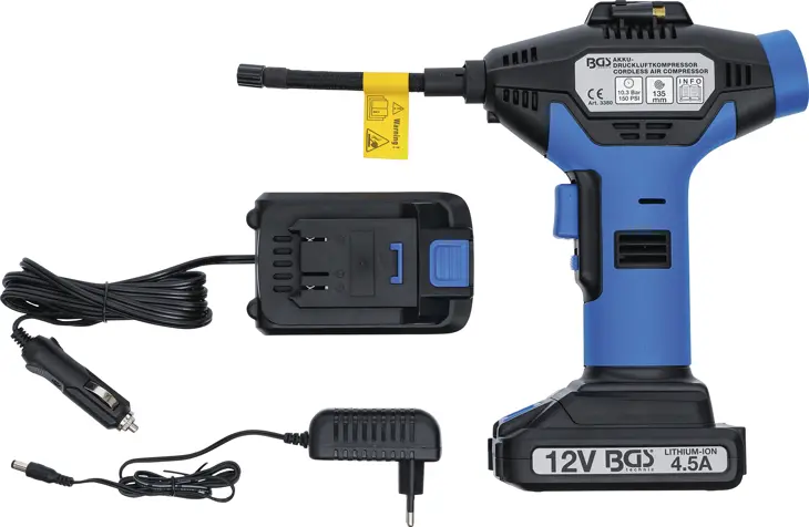 Aku kompresor BGS 3380, max. tlak 10,3 bar, Aku 12 V + nabíječka, 3380 (BGS103380)